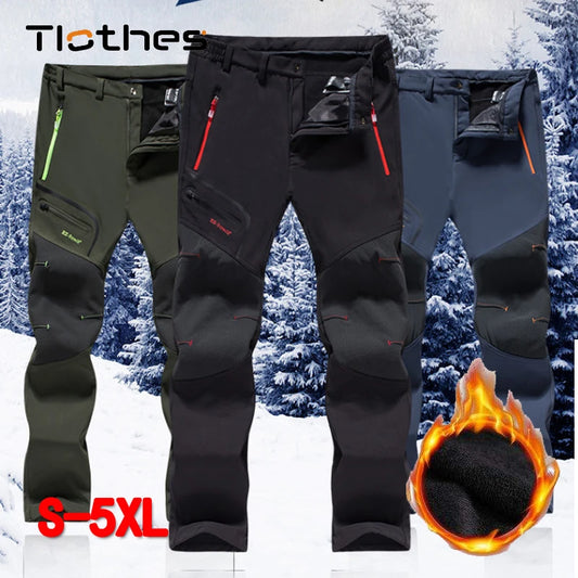 Tlothes Mens Hiking Pants Winter Fleece Lined Tactical Trekking