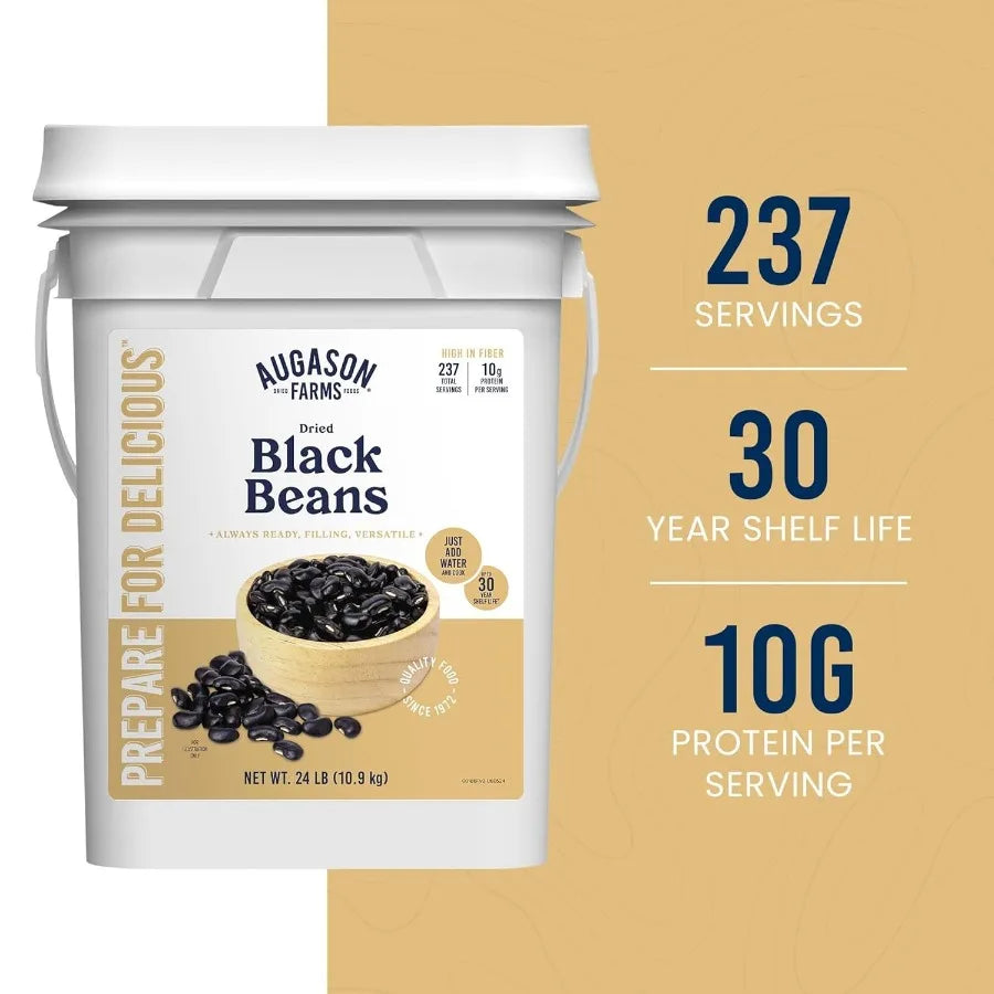 Emergency Dried Black Beans 237 Servings High Fiber Iron Potassium