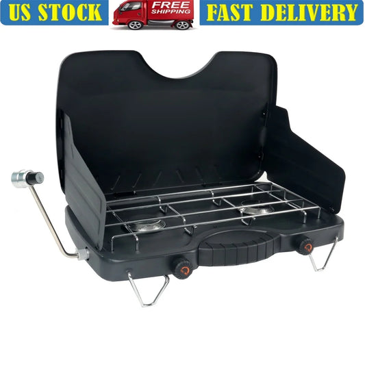 XMSJ UltrahighPerformanceUltraportable DualBurner Propane Camping Stove Windguards 20000 BTU