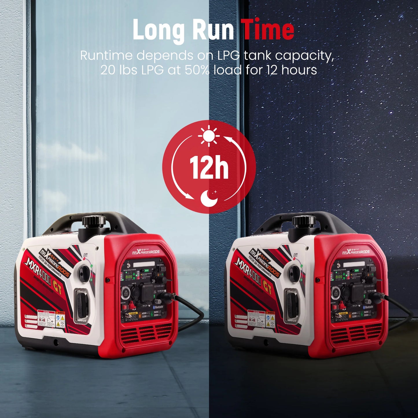 Maxpeedingrods 4kW Dual Fuel Inverter Generator LPG Bluetooth E Start