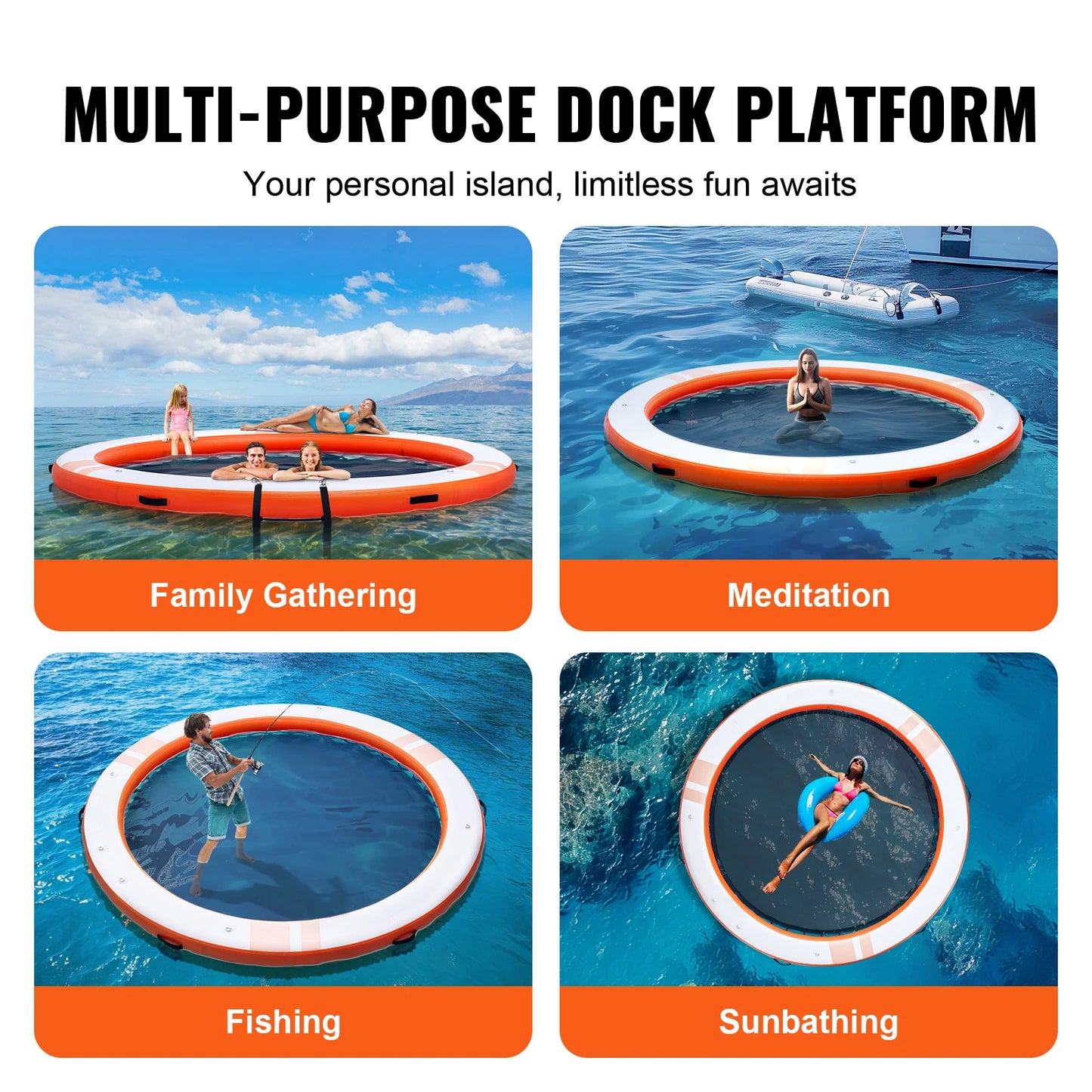 SucceBuy Inflatable Floating Dock With Detachable Ladder Carry Bag
