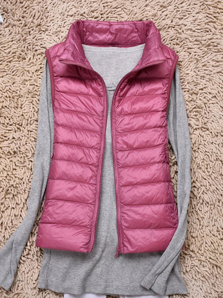 VNFDWJCN Ultra Thin Down Jacket Vest Women Slim Warm Puffer