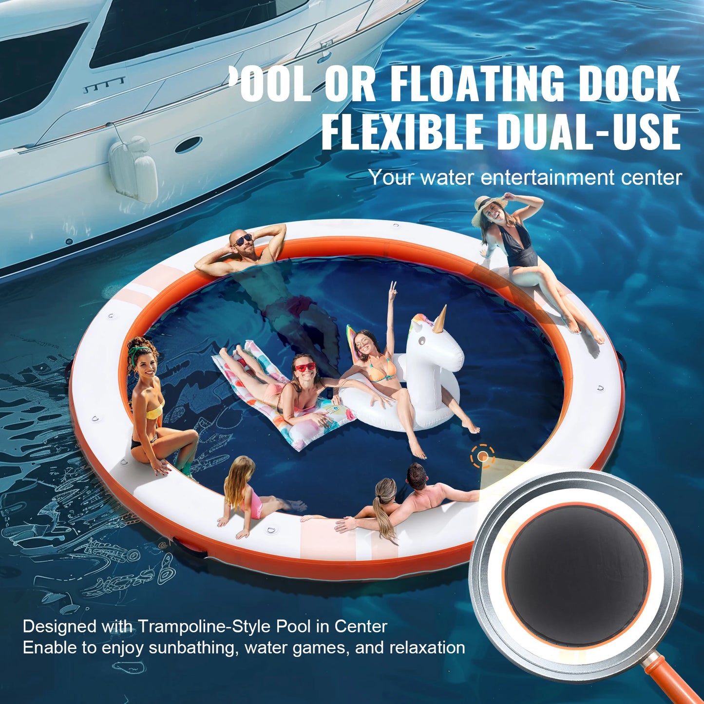 SucceBuy Inflatable Floating Dock With Detachable Ladder Carry Bag