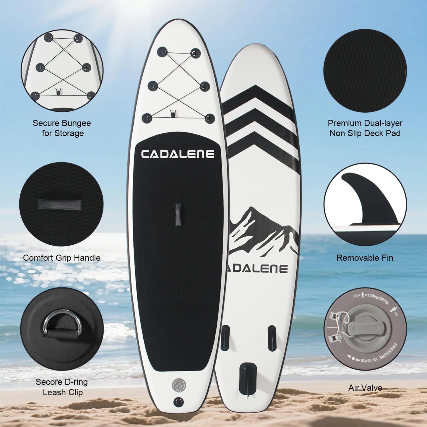 CADALENE PremiumGrade Inflatable Standup Paddle Board With Aluminum Paddle Gears