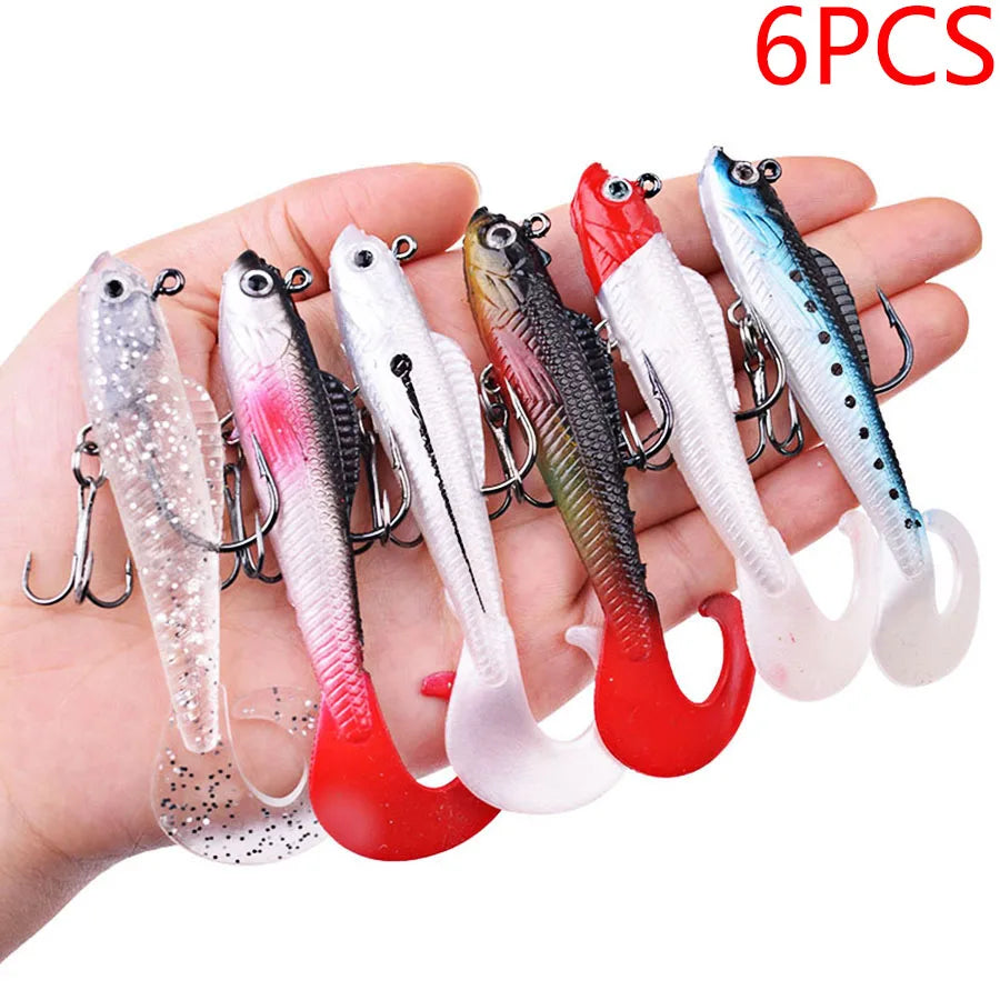 6 Piece Wobblers Soft Silicone Fishing Lures Baits Swimbaits