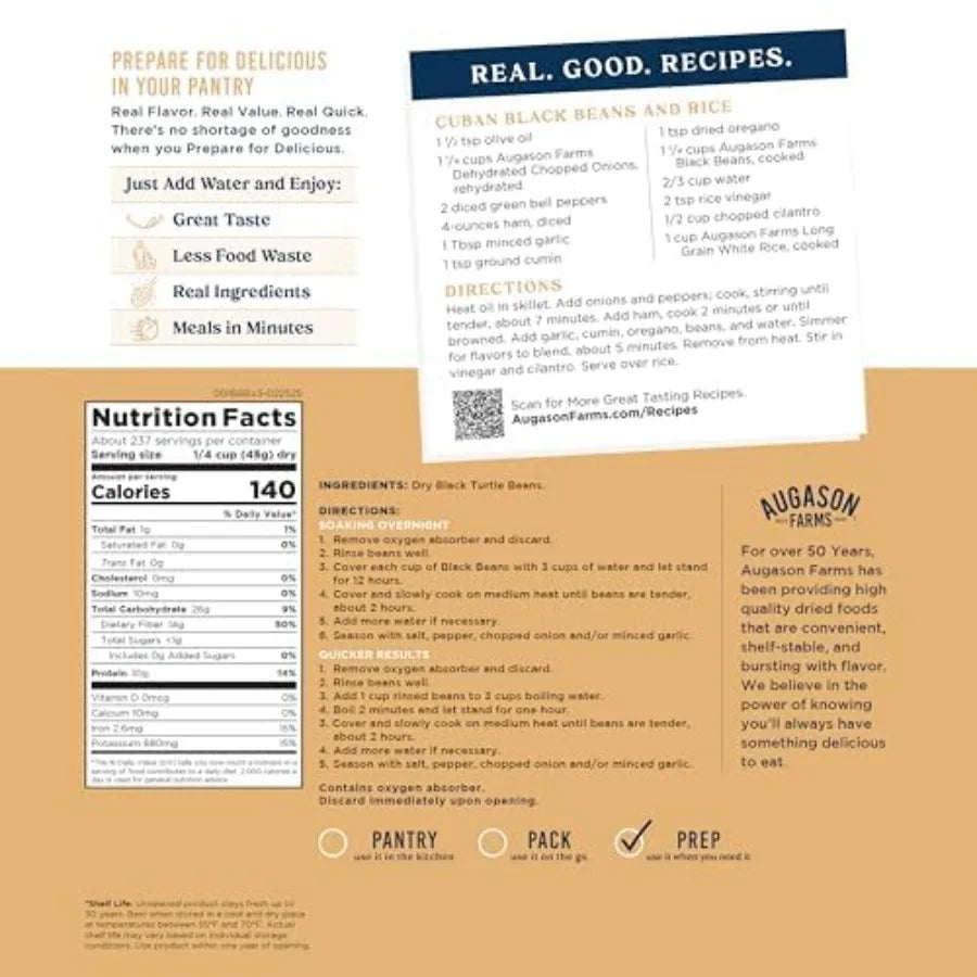 Emergency Dried Black Beans 237 Servings High Fiber Iron Potassium