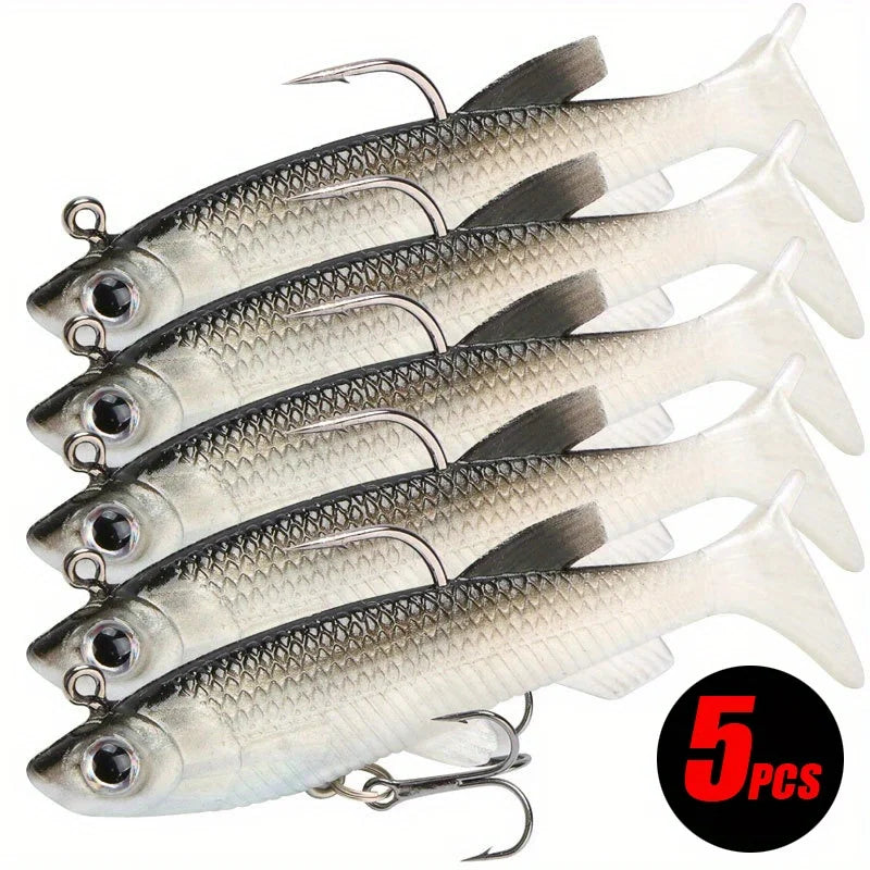 Five Pcs Realistic Soft Bait Lure Kit For Freshwater Fishing