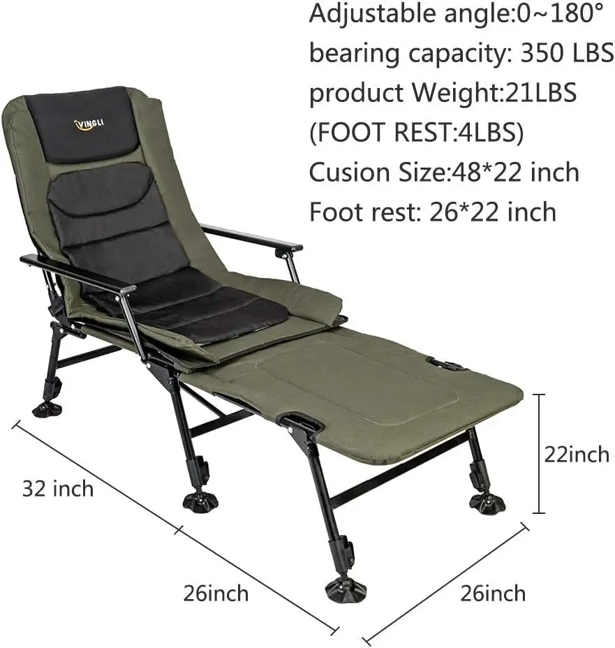 XMSJ Heavy Duty Fishing Chair With Footrest For Outdoors