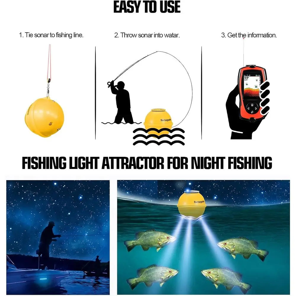 Portable Sonar Fish Finder Kayak Wireless Handheld Depth Transducer