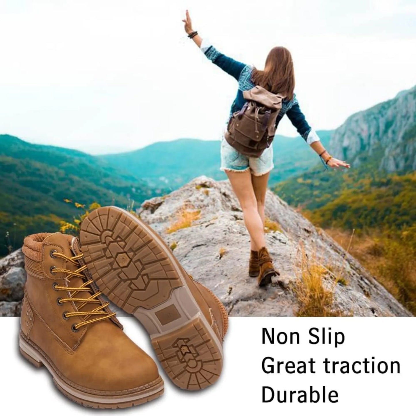CN Fujian Womens Waterproof Hiking Combat Ankle Boots