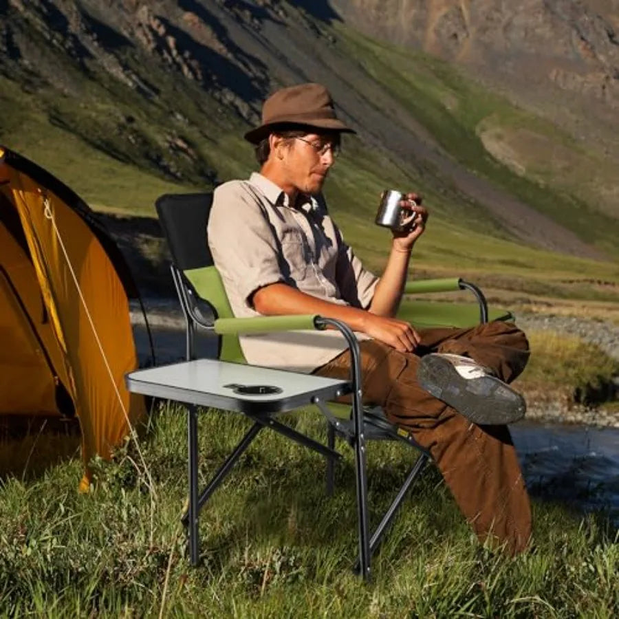 Heavy Duty Folding Camping Chair With Builtin Cooler Bag Outdoors