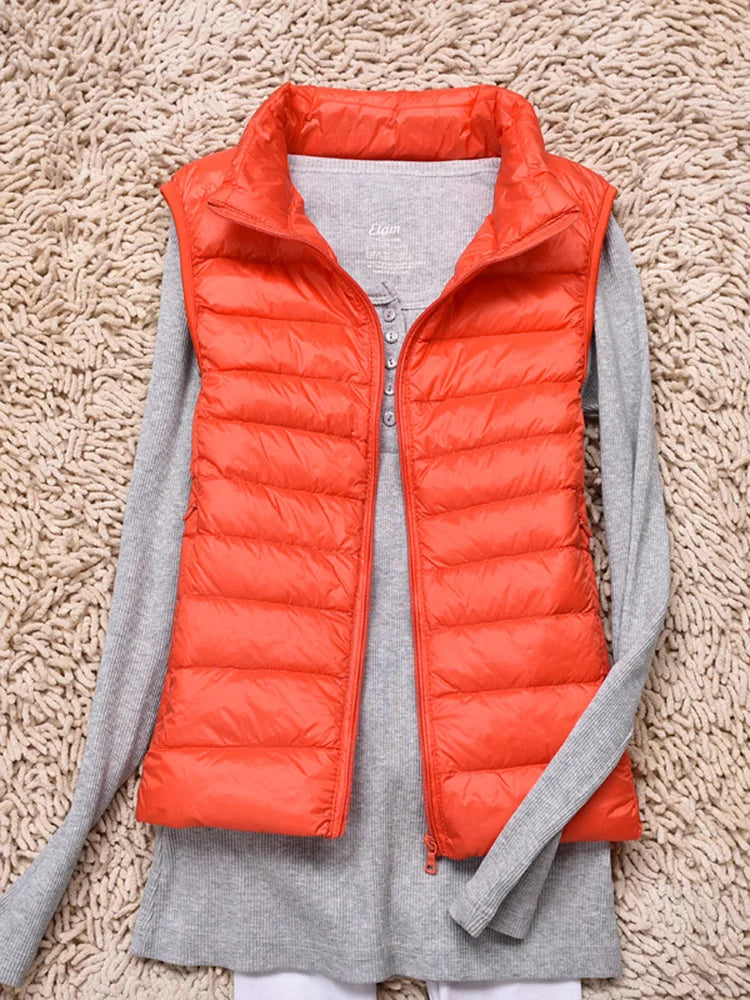 VNFDWJCN Ultra Thin Down Jacket Vest Women Slim Warm Puffer