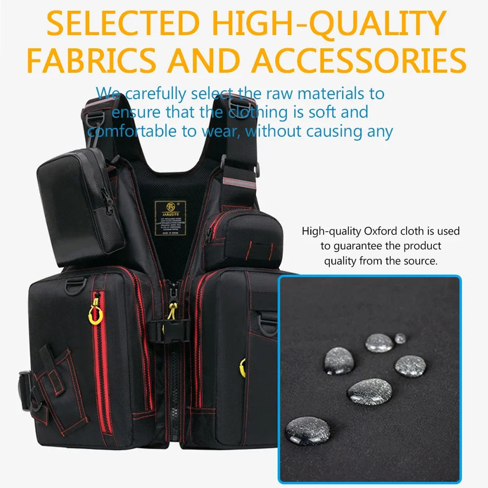 Outdoor Fishing Life Jacket Vest With Buoyant Material And Pockets