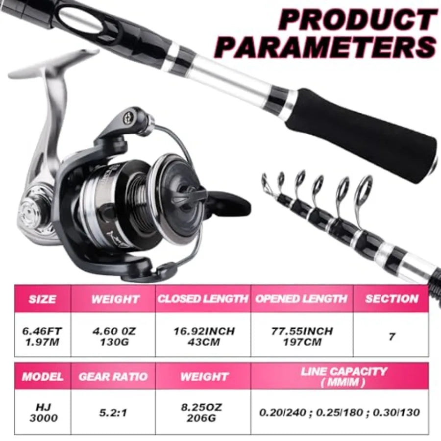 Telescopic Fishing Rods And Reels Combo Set With Storage Bag