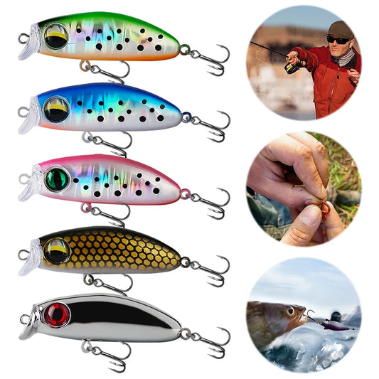 5pcs Mixed Colors Minnow Fishing Lures Artificial Hard Bait Wobbler Crankbaits for Trout Bass Carp Fishing Accessories