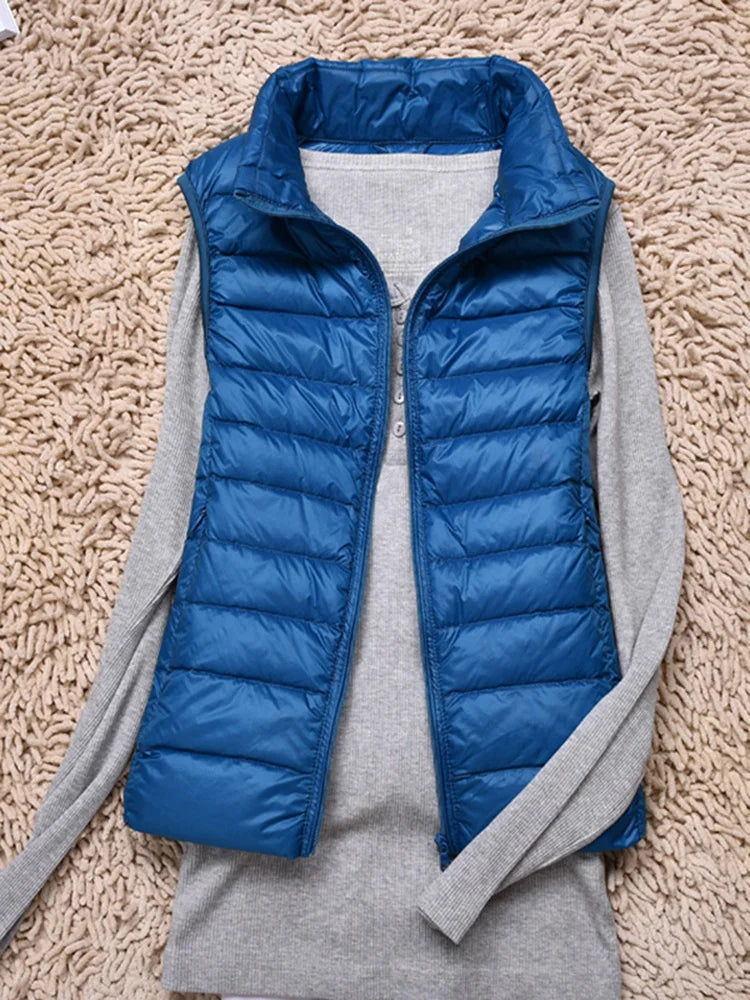 VNFDWJCN Ultra Thin Down Jacket Vest Women Slim Warm Puffer