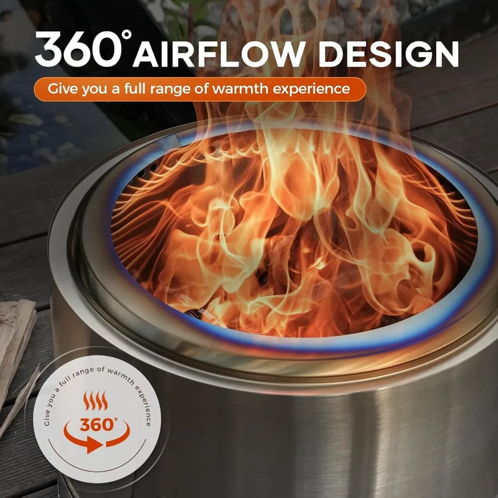 Portable Outdoor Stainless Steel Smokeless Wood Burning Fire Pit