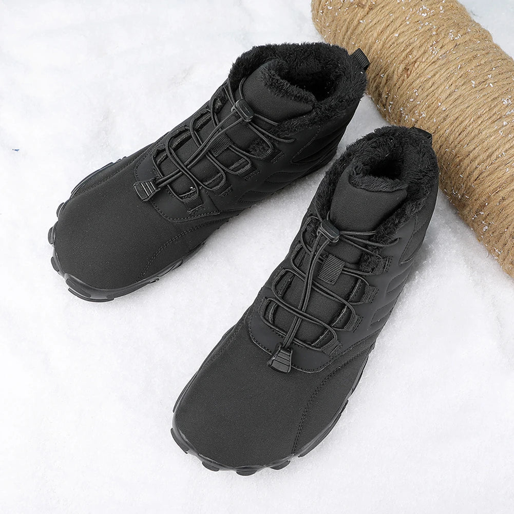 Winter Warm Waterproof Barefoot Running Shoes for Men and Women High Ankle Boots