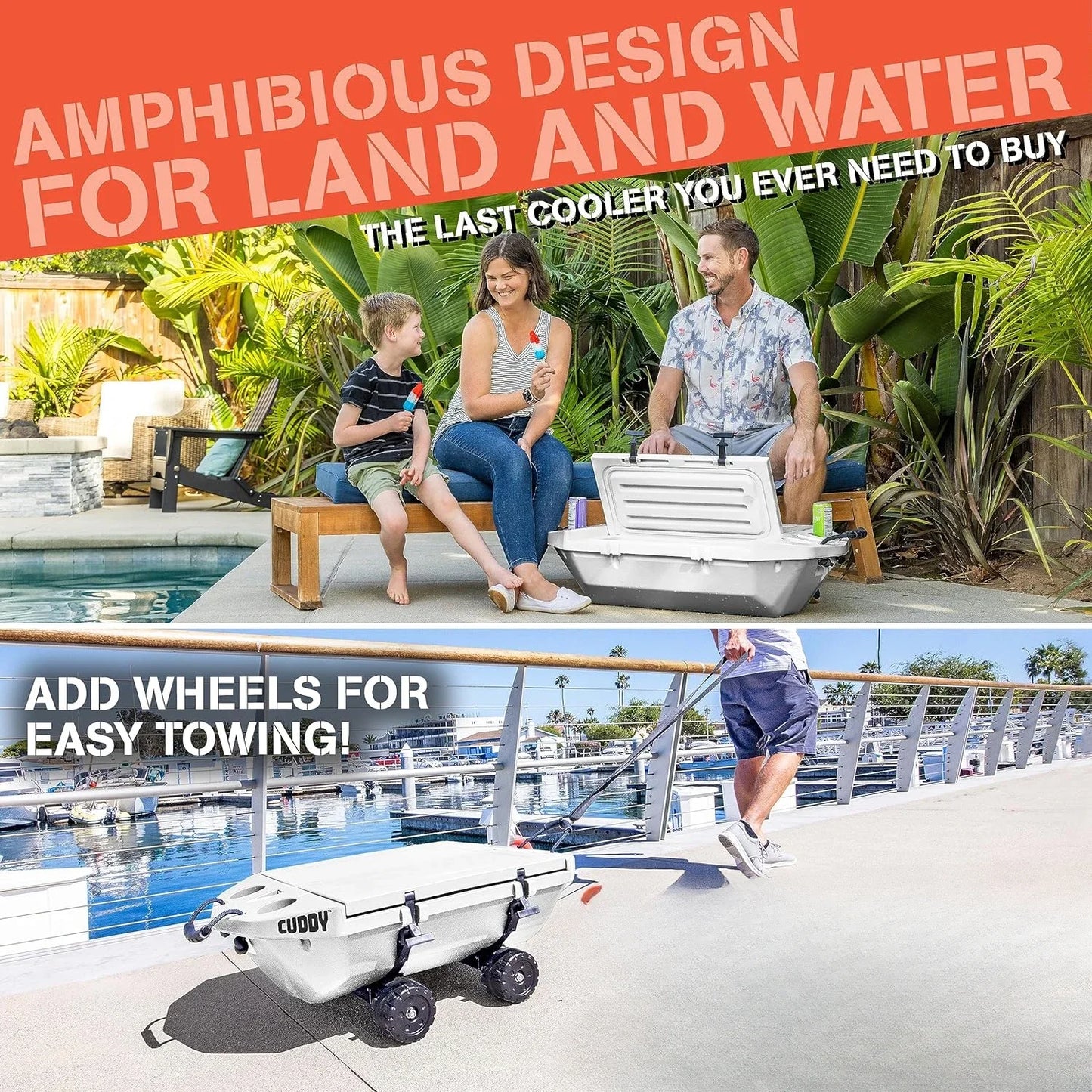 jz Floating Cooler and Dry Storage Vessel – for 40QT  Amphibious Hard Shell Design - Multiple Color Options