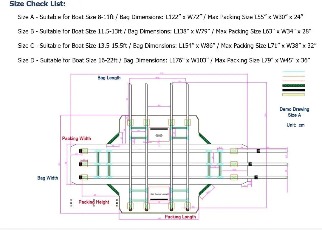 XMSJ Foldable Inflatable Boat Hull Storage Bag With Sunlitec Fabric