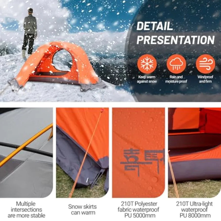 Building 4 Season Winter Tent With Aluminum Poles Waterproof PU8000