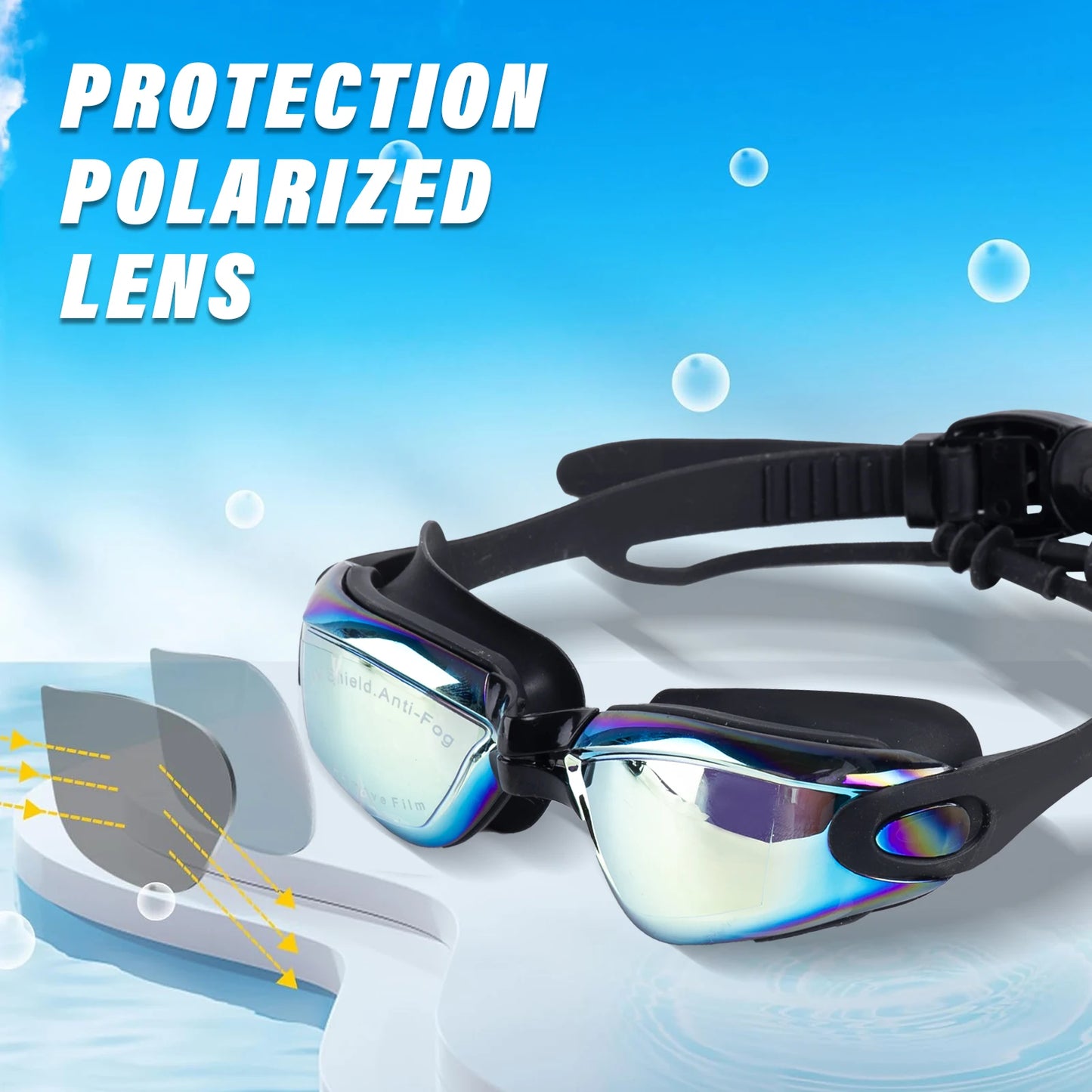 Hign-concerned 4pcs Professional Swimming Goggles Set for Adults with Adjustable Straps Nose Bridge UV Protection