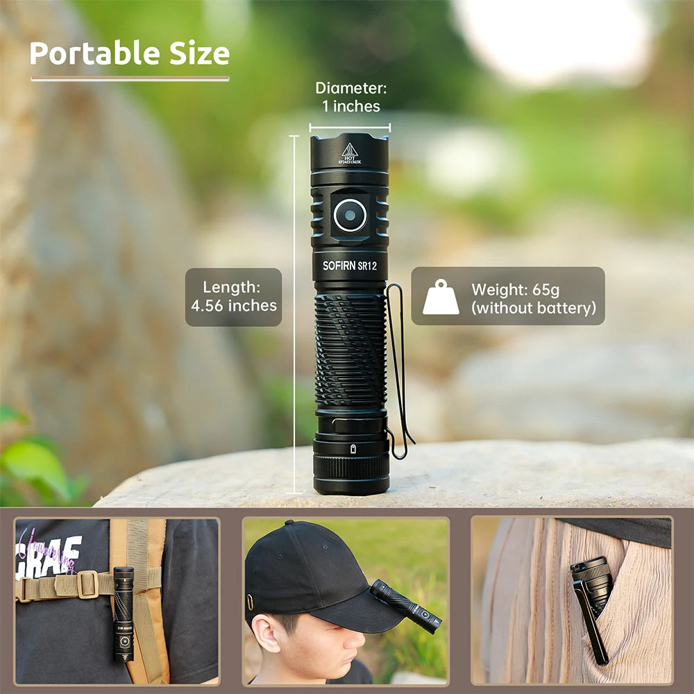 Sofirn SR12 EDC Flashlight 1450LM LED USB C Rechargeable IP68