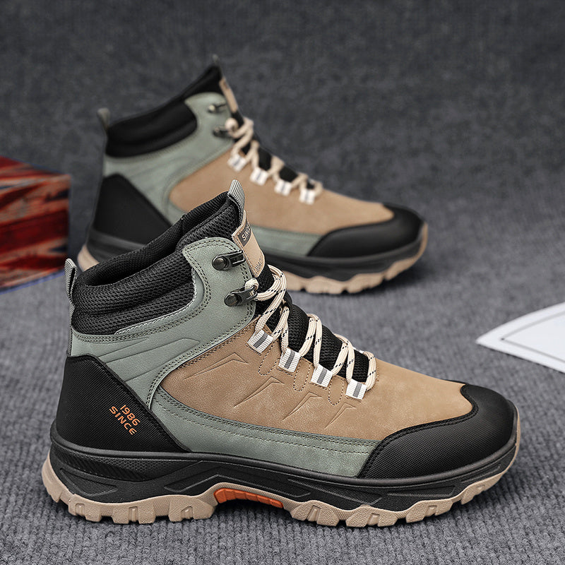 Women's Heavy-Duty High-Top Work Boots with Thick Rubber Sole & Rugged Tread - All-Terrain Traction, Round Toe PVC (Brown/Black) - Winter & Autumn Outdoor Boots for,, Farm, Casual Wear - Durable Ankle