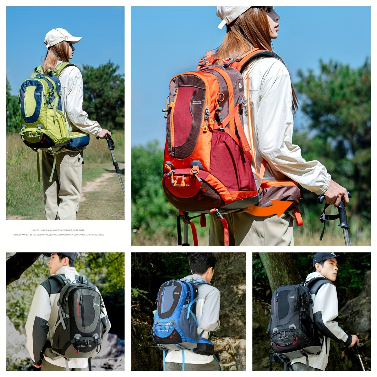Lightweight Nylon Hiking Backpack Large Capacity Waterproof