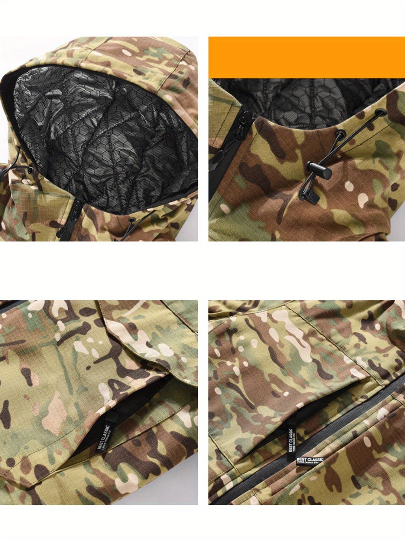 Windproof Cold-Proof Jacket with Hood - Camouflage Outdoor Coat, Loose Fit Short Length Warm Winter Jacket for, Machine Washable, Ideal for fathers/husbands (Camo Pattern, Door Pockets) - Perfect Gift for Dad or Husband)