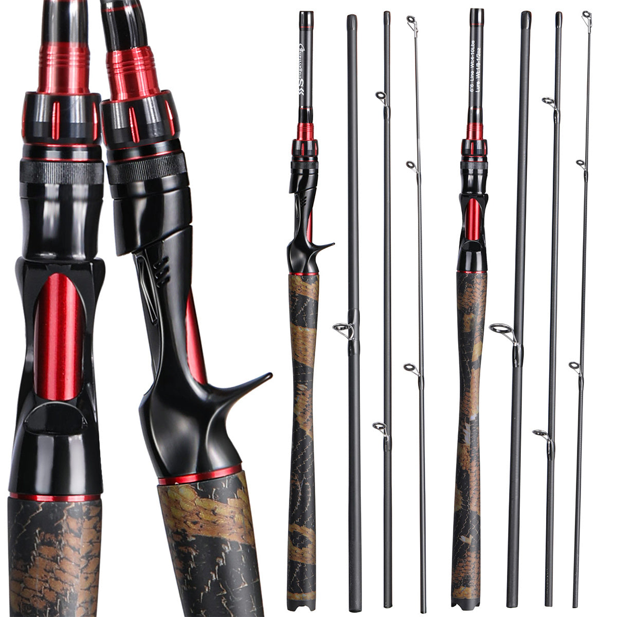 Sougayilang 4-Part Ultra-light Carbon Fiber Fishing Rod Spinning Casting