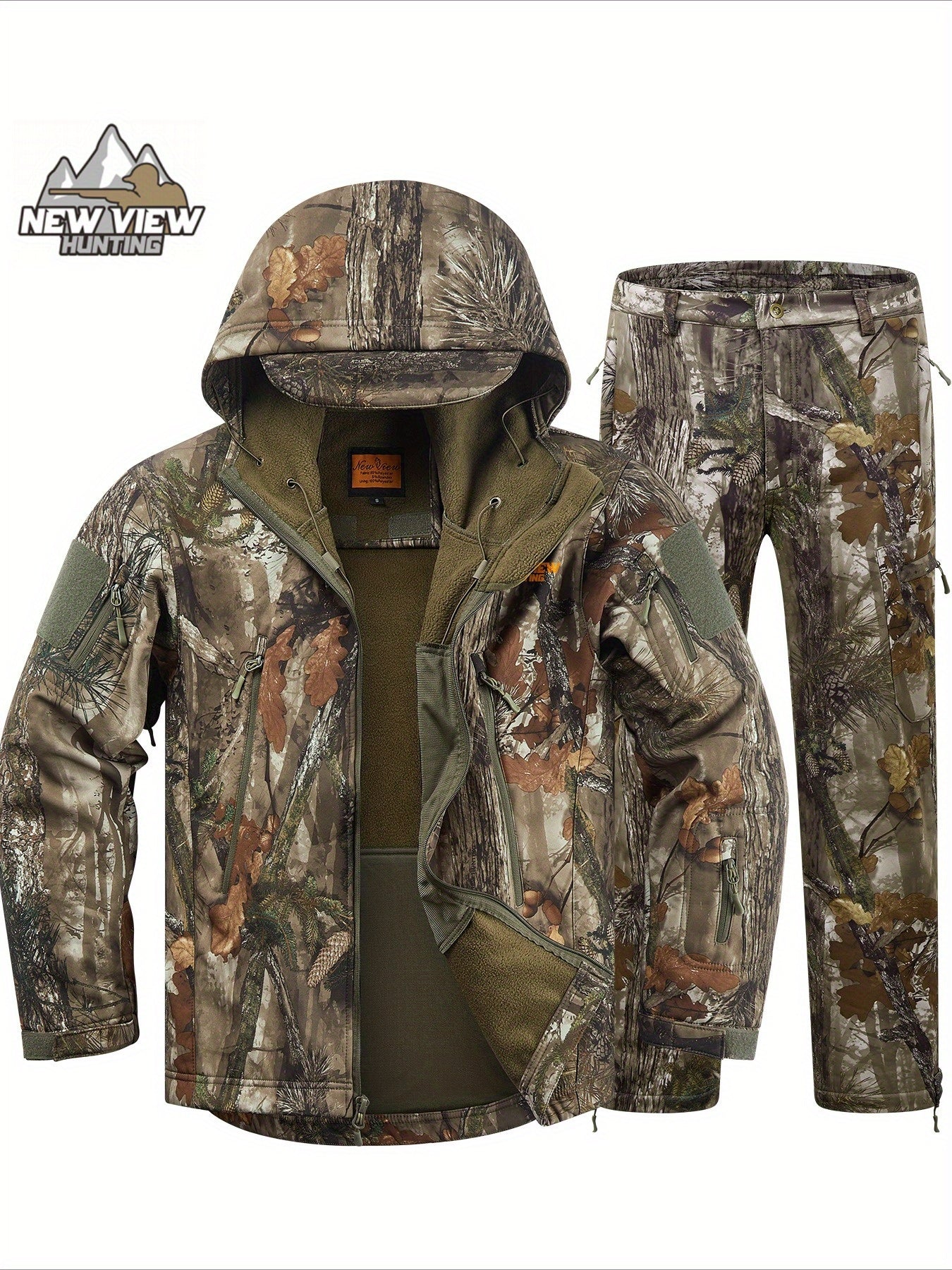 NEW VIEW Camo Hunting Clothes, Quiet Warm Hunting Jacket and Pants, High Quality Hunting Suit for Deer Duck Bow Hunt