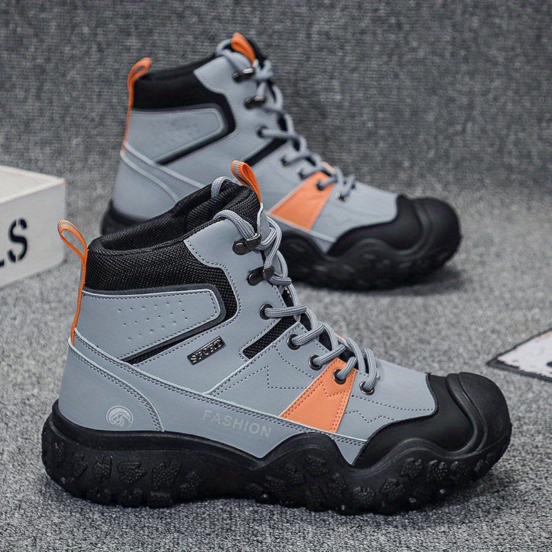 Men Mountaineering Shoes All Seasons With High Top PU Upper