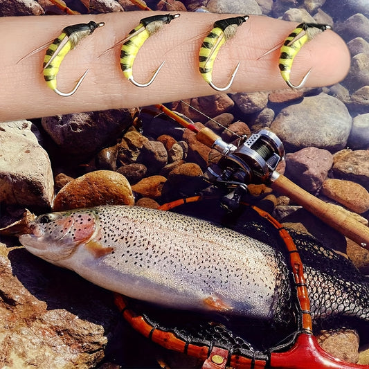 Fly Fishing Flies with Fly Box Kit for Bass Trout Salmon-2 Box Bundle (Total 70pcs Flies) Hand-Tied Dry Flies, Nymphs, Scud Streamers Lures Kit with Hooks