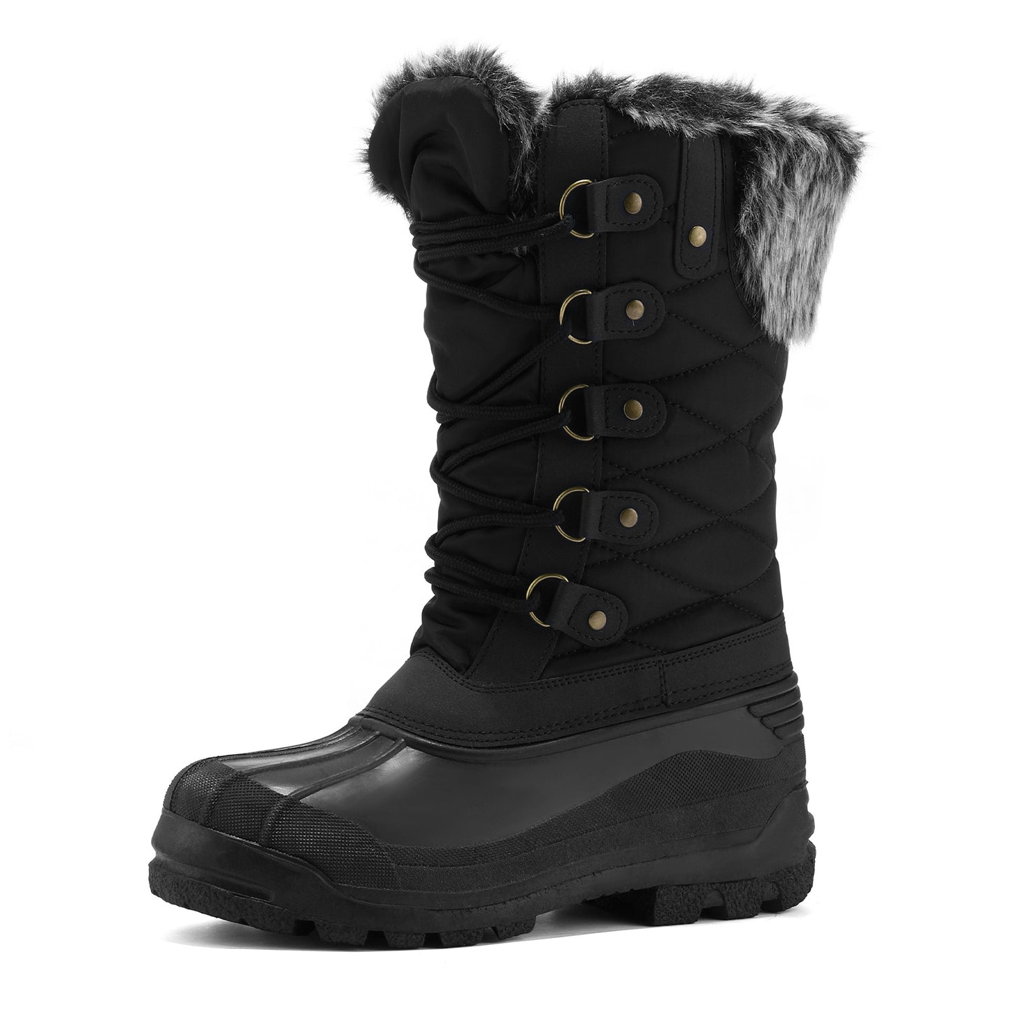 Insulated Women's Snow Boots Faux Fur Warm Mid-Calf Rubber Sole