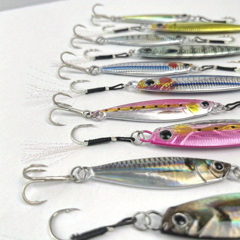 Amacure Fisch Laser Metal Jigs Saltwater Lures 10pcs Long Casting