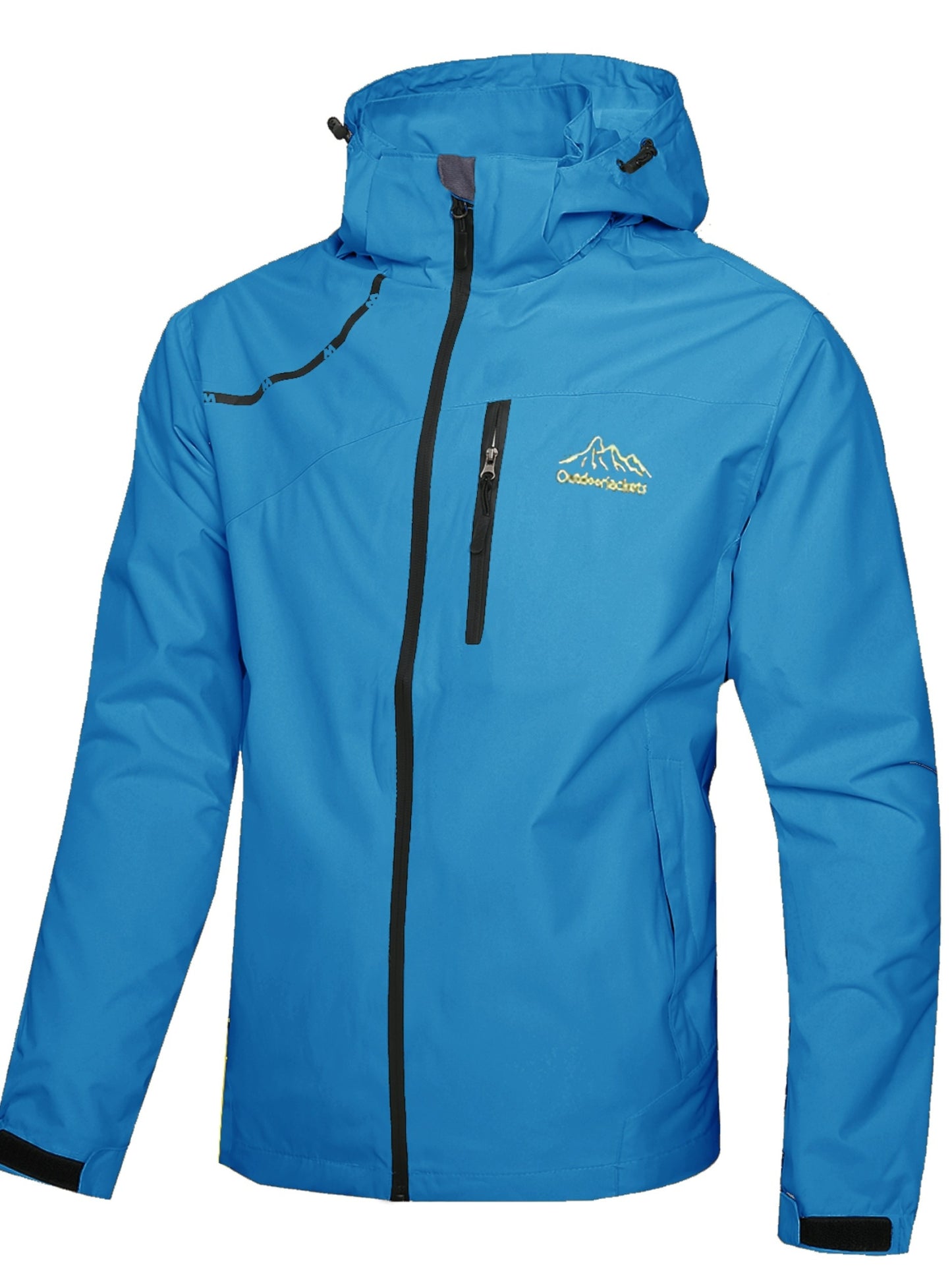 Men's Waterproof Rain Jacket With Hood And Windproof Zippered Pockets