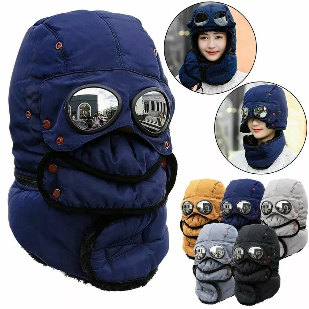 Unisex Winter Windproof Ski Mask With Detachable Glasses