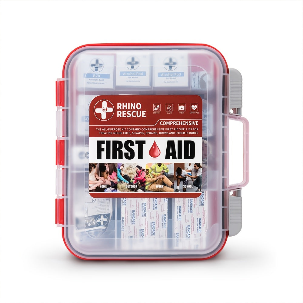 RHINO RESCUE OSHA All-Purpose First Aid Kit, Home & Office Professional Medical Supplies, Ideal for Outdoor, Emergency, Business