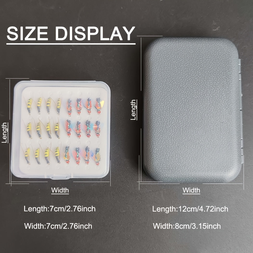 Fly Fishing Flies with Fly Box Kit for Bass Trout Salmon-2 Box Bundle (Total 70pcs Flies) Hand-Tied Dry Flies, Nymphs, Scud Streamers Lures Kit with Hooks