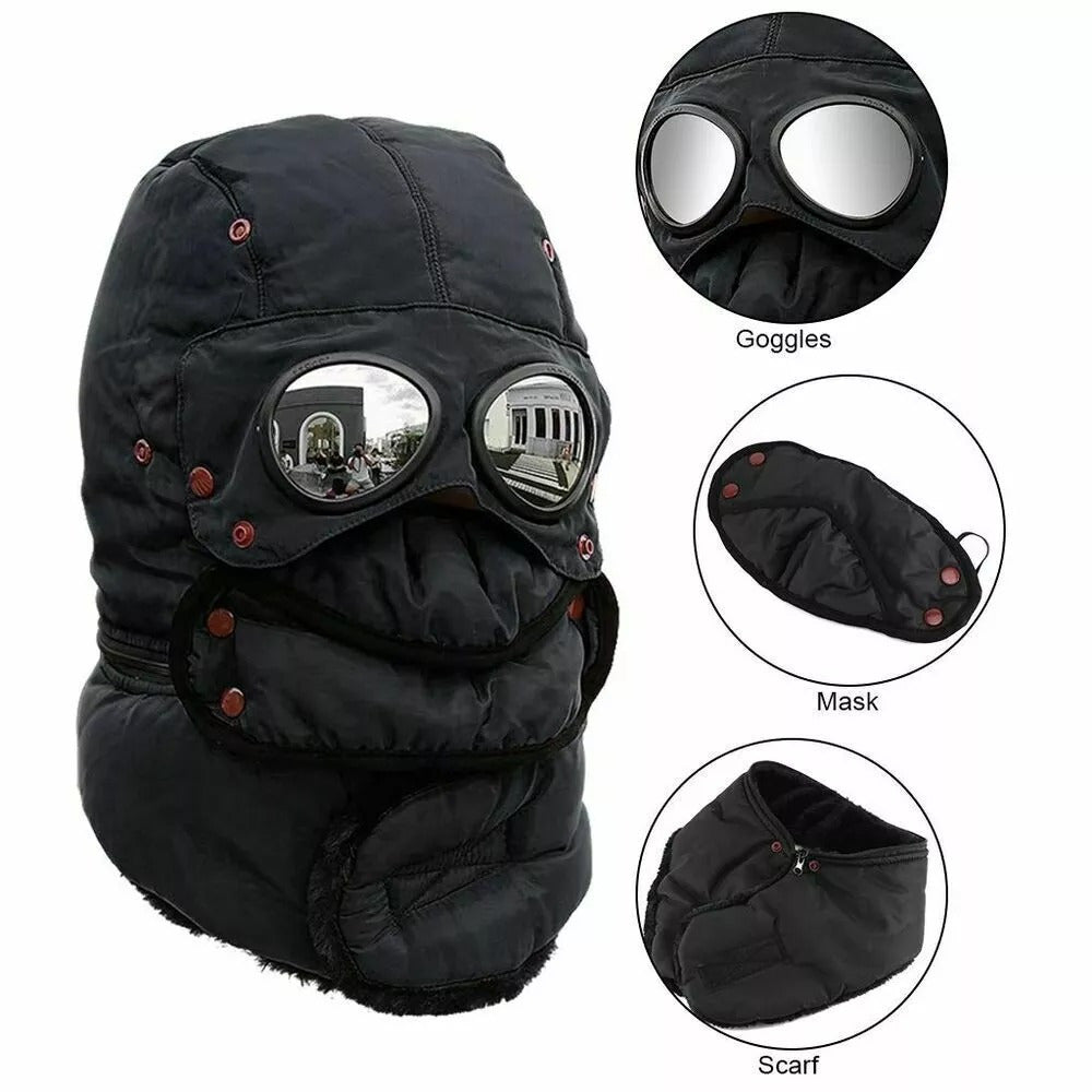 Unisex Winter Windproof Ski Mask With Detachable Glasses