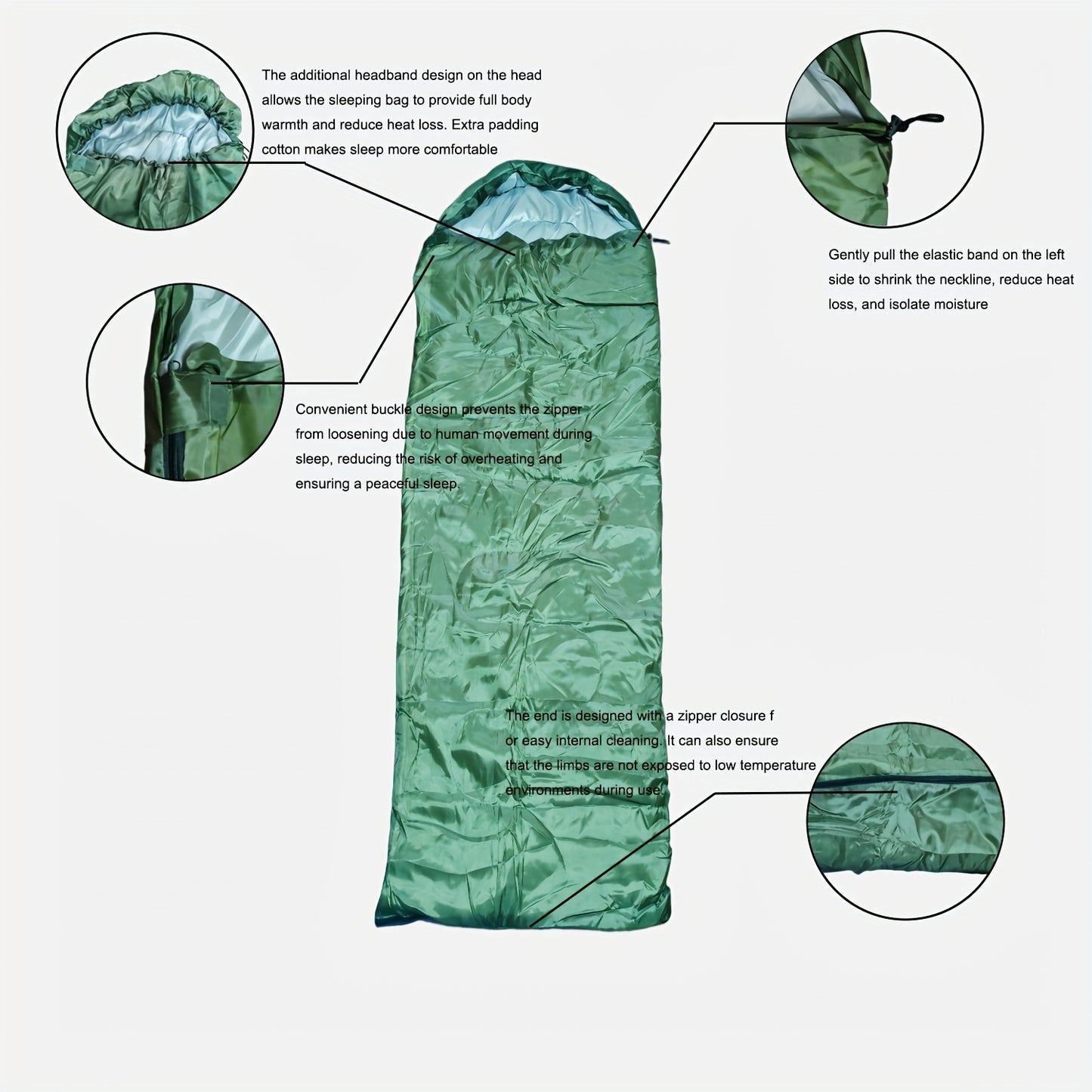 Lightweight Four Season Camping Sleeping Bag For Adults With Zipper