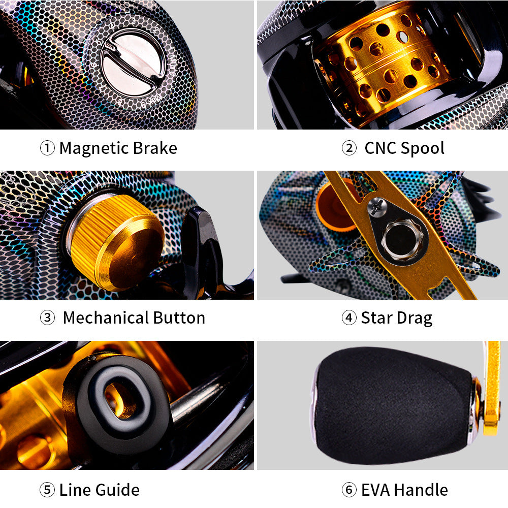 PROBEROS Copper Alloy Water Droplet Fishing Wheel Ambidextrous Rotation