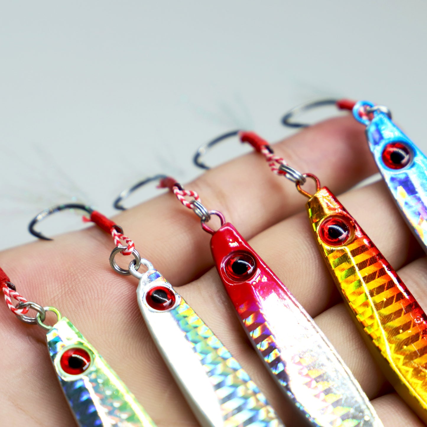 Heavy Duty Metal Jig Lures With 3D Eyes Luminous Hook