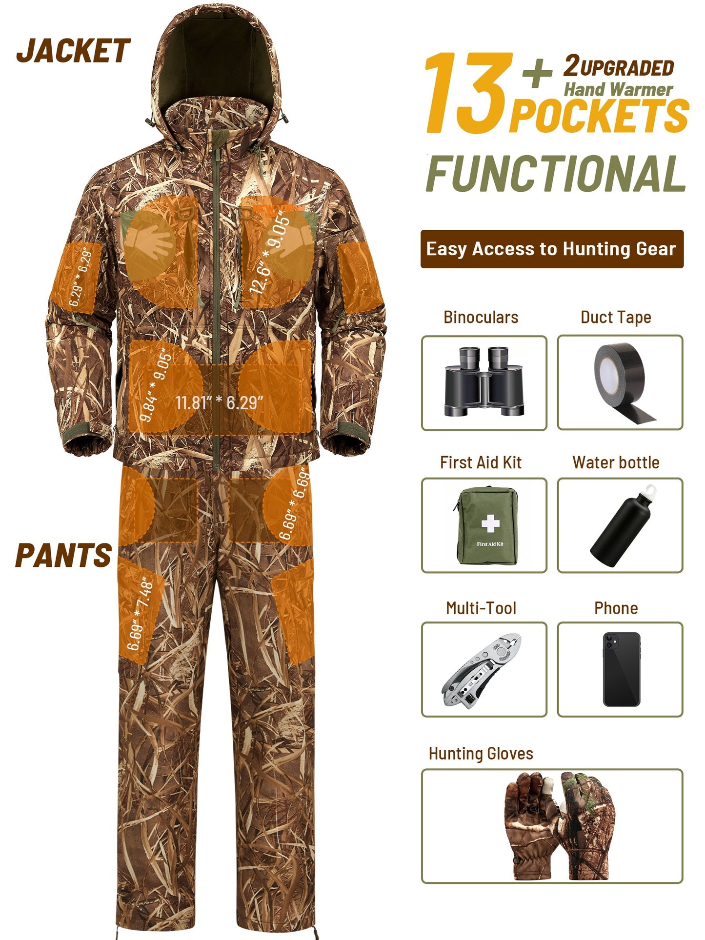 VIEW Hunting Clothes For Men, Warm Fleece Lined Camo Hunting Suit, Jacket And Pants For Deer Duck Bow Hunting