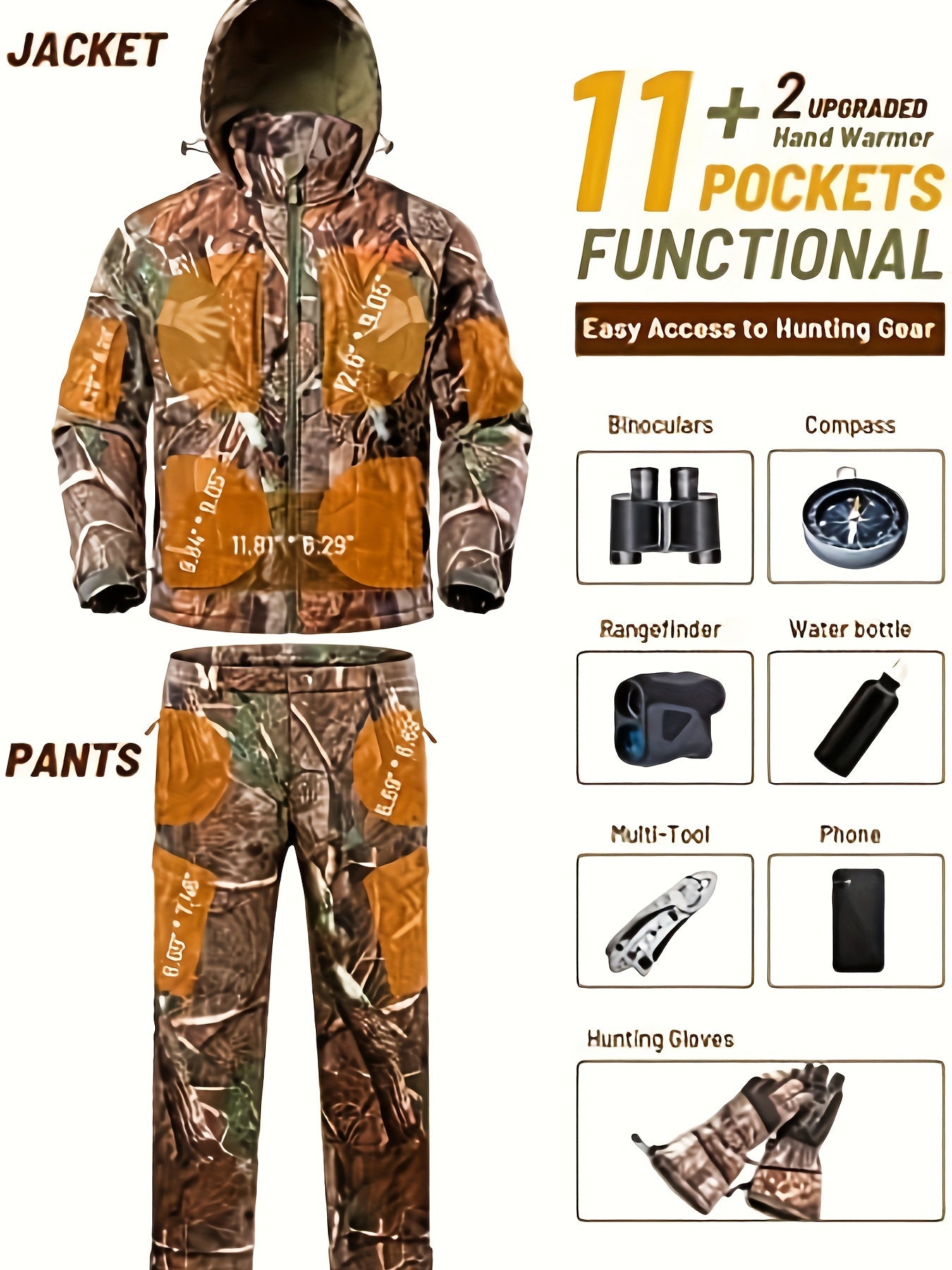 NEW VIEW Camo Hunting Clothes For Men, Winter Warm Hunting Jacket And Pants, Fleece Lined Hunting Suit For Deer Duck Bow Hunts