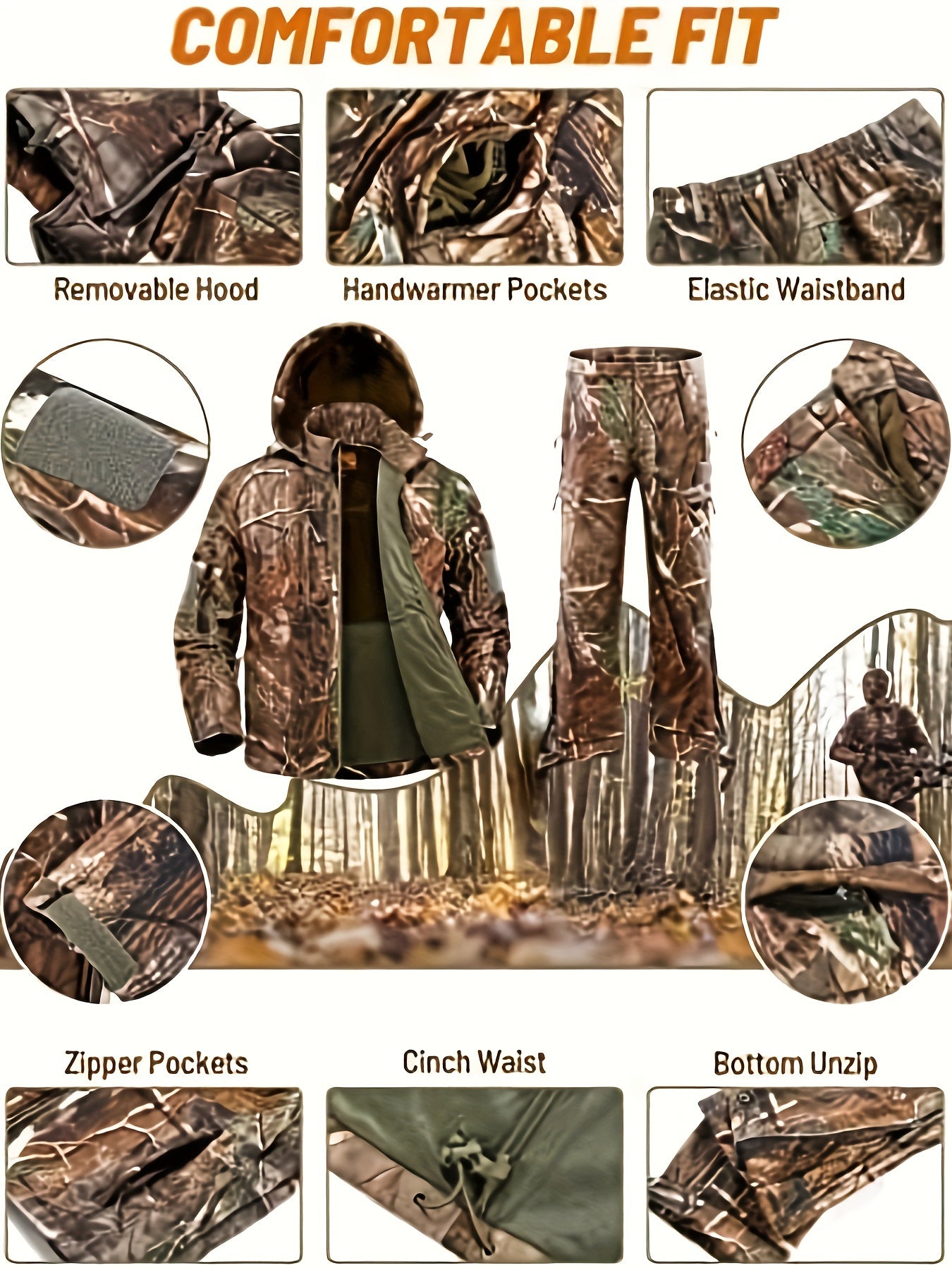 NEW VIEW Camo Hunting Clothes For Men, Winter Warm Hunting Jacket And Pants, Fleece Lined Hunting Suit For Deer Duck Bow Hunts