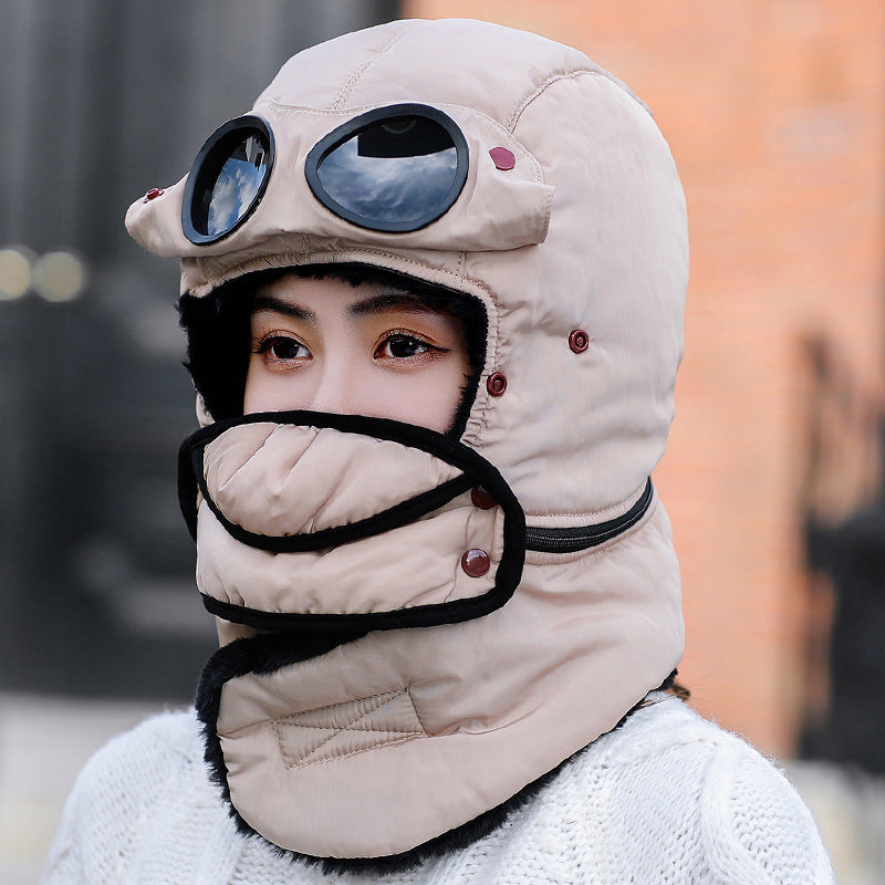 Unisex Winter Windproof Ski Mask With Detachable Glasses