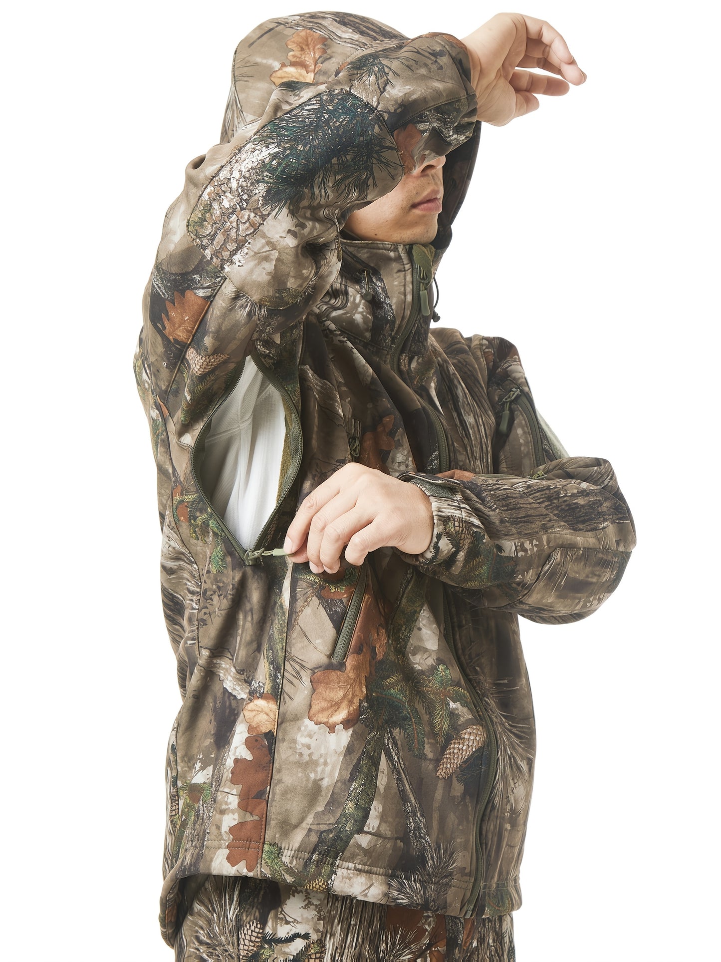 VIEW Silent Camouflage Hunting Outfit for Men, Fleece-Lined Hunting Jacket and Pants, Cold Weather, Ideal Gift for Husbands Sons Fathers