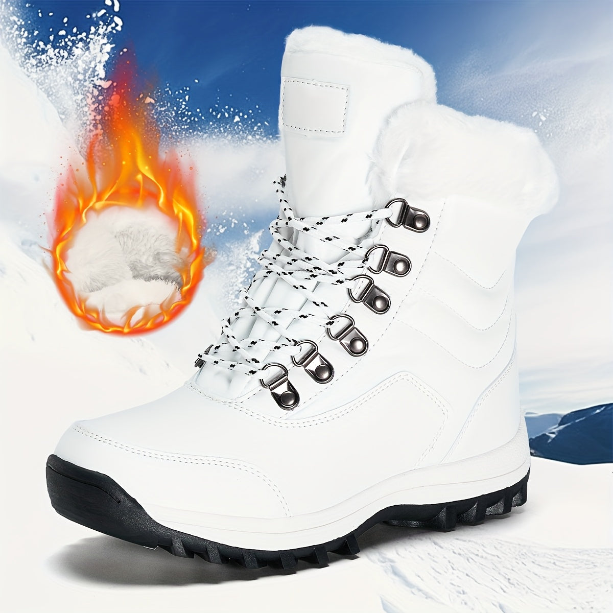 WINVOTE Snow Boots Faux Fur Lined Anti Slip Winter Boots